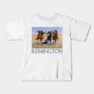 Western Art: Aiding a Comrade by  Frederic Remington - Kids T-Shirt